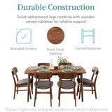 Best Choice Products 7-Piece Wooden Dining Room Table Set, Mid-Century Modern, Kitchen Table w/ 6 Chairs, Upholstered Cushions, Curved Backrests, Rounded Table Corners - Walnut/Gray Best Choice Products