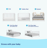 Graco Teddi 5-in-1 Convertible Crib with Drawer (White) – GREENGUARD Gold Certified, Crib with Drawer Combo, Full-Size Nursery Storage Drawer, Converts to Toddler Bed, Daybed and Full-Size Bed Graco