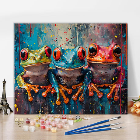 ‌Paint by Numbers Kit for Adults Red Eyed Tree Frog Painting Tropical Rainforest Wildlife DIY Art with 16x20 Inch Canvas Acrylic Paints and Brushes Unique Nature Themed Gift Idea‌ TUMOVO