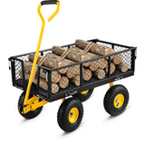 VEVOR Steel Garden Cart, Heavy Duty 500 lbs Capacity, with Removable Mesh Sides to Convert into Flatbed, Utility Metal Wagon with 180° Rotating Handle and 10 in Tires, Perfect for Garden, Farm, Yard VEVOR