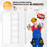 INTERGREAT Metal Storage Cabinets 72” White Garage Steel Storage Cabinet with Doors and Shelves, Metal Tool Cabinet, Steel File Cabinet for Home Office, Basement, Warehouse, Classroom（Anti Tipping） INTERGREAT