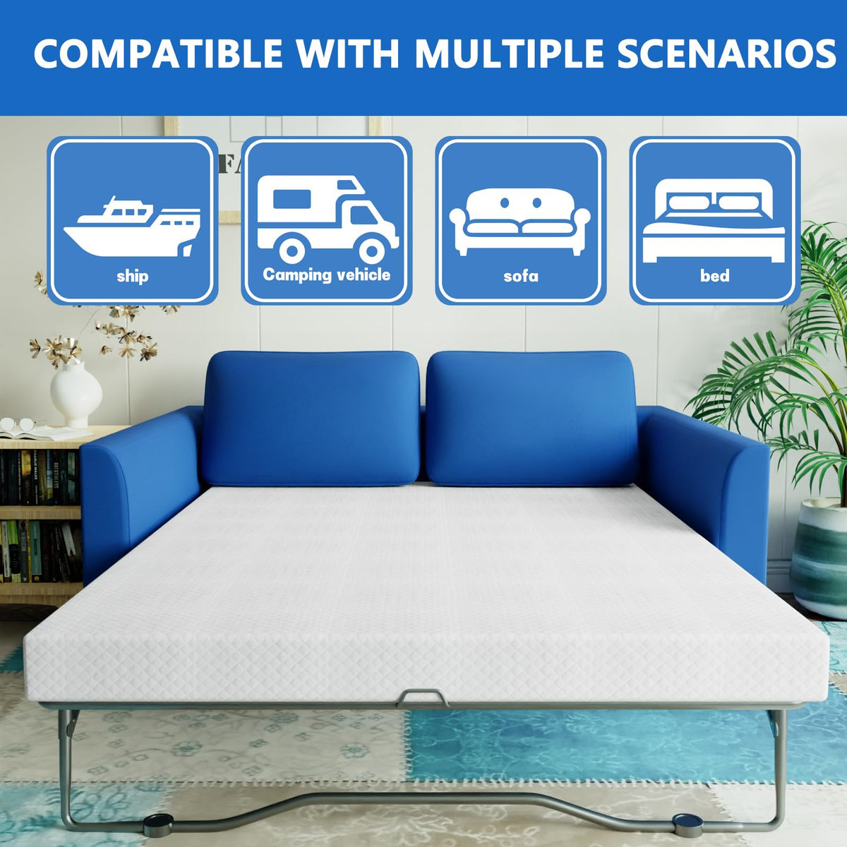 Rhyme Source 4.5 Inch Cold Gel Memory Foam Mattress Replacement for Sleeper Sofa and Couch Beds - Twin Size, CertiPUR-US Certified (Sofa Not Included) Rhyme source
