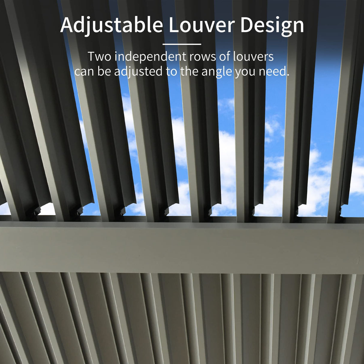 Domi Outdoor Louvered Pergola 12x16FT All Aluminum Structure,Patio Rainproof Pergola with Two Independently Adjustable Roof for Backyard Garden w/Curtains and Netting - Dark Gray domi outdoor living