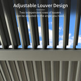 Domi Outdoor Louvered Pergola 12x16FT All Aluminum Structure,Patio Rainproof Pergola with Two Independently Adjustable Roof for Backyard Garden w/Curtains and Netting - Dark Gray domi outdoor living