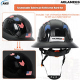 Aolamegs Safe Full Brim Hard Hats Construction OSHA Approved With Clear Visor - ANSI Z89.1 Vented Black Hard Hat With Chin Strap Reflective Cascos De Construccion Safety Helmet for Men 6-Pt Suspension Aolamegs Safe