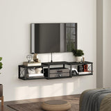 MAHANCRIS Floating TV Stand with Power Outlet, Wall-Mounted Entertainment Console Center with Storage, Floating TV Shelf for Under TV Storage, for Living Room, Bedroom, Black TVHB101E01 MAHANCRIS
