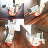Swivel Stem Casters, Heavy Duty Double-Locking Castors with Red PU Wheels Quiet and No Marking with Metric Thread Rods M10-1.5x25mm 800-1000lb Load Capacity Pack of 4 (3 Inch) N\A