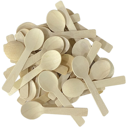 200pcs 4 inch Mini Wooden Spoons, Biodegradable Compostable Birchwood, Food Grade Disposable Spoons Disposable Wooden Cutlery for Parties, Weddings, Camping.