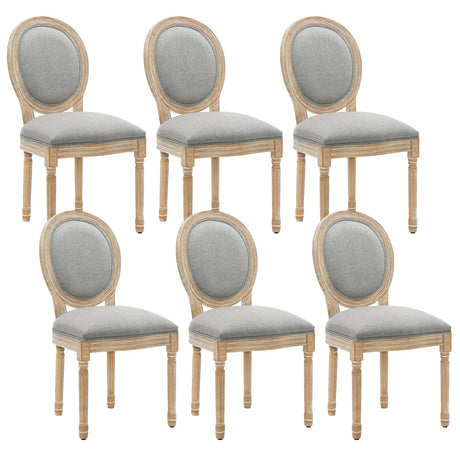 Furnimart French Country Vintage Dining Chairs Set of 6 Farmhouse Dining Chairs with Round Back and Solid Wood Legs, Oval Side Chairs for Kitchen Dining Room Living Room Furnimart
