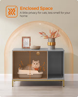 Feandrea Litter Box Enclosure, Modern Cat Litter Box Furniture Hidden, with Scratching Mat, Tall Legs, Cat House, Side End Table, 31.5 x 19.7 x 21.7 Inches, Dove Gray and Gold UPCL007H01 Feandrea