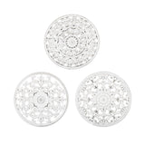 Walasis White Wall Decor Carved Medallion - Rustic Wood Wall Art Decorative Distressed Hanging Decorations Farmhouse Home Decoration for Living Room Bedroom Kitchen Bathroom Set of 3 Walasis
