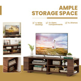 Tangkula Wood TV Stand for TVs up to 65 Inch Flat Screen, Modern Entertainment Center with 8 Open Shelves, Universal TV Storage Cabinet for Living Room Bedroom, TV Console Table (Walnut) Tangkula