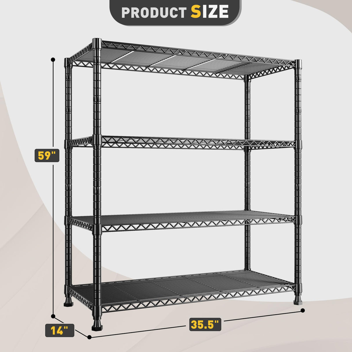 REIBII Wire Shelving Unit Storage Shelves Metal Shelves Heavy Duty Shelving Adjustable Garage Storage Wire Shelf Pantry Shelves for Bedroom Kitchen Rack 35.5''W x 14''D x 59''H REIBII