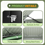 Flamaker 5.8 x 3.3 FT Storage Shed Outdoor Metal Trash Can Shed with Hydraulic Gas Rod Lockable Garden Tool Shed for Backyard, Lawn, Roadside Flamaker