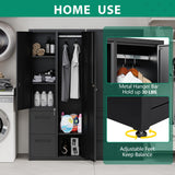 Letaya Metal Storage Cabinets with Drawers, Staff Locker with Lock Door and Shelves-Wardrobe Clothing/File/Tool Storage for Office, Home, School, Employee,Gym,Fire Department,Garage (Black) Letaya