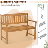 Tangkula 2-Person Outdoor Acacia Wood Garden Bench with Backrest and Armrests Tangkula