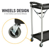 Olympia Tools 89-356 Pack-N-Roll Folding Collapsible Service Cart, Black, 50 Lb. Load Capacity per Shelf, 2-Layers Olympia Tools