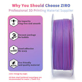 ZIRO PLA Filament Matte, Multicolors 3D Printer Filament, Tri-Colors 3-in-1 Chrome Coextrusion, Magic Visual Effect PLA, Fit Most FDM 3D Printers,1KG/2.2lb Spool, Rosy Cloud (Matte) ZIRO