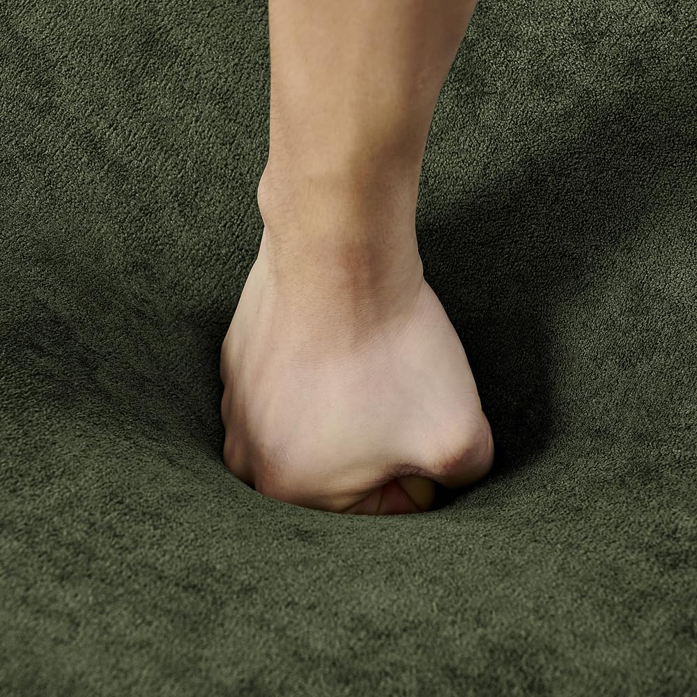 KEIKI 113" Oversized Chenille Curved Modular Sectional Sofa with High-Density Sponge, Upholstered Modern Style 4-Seater Compression Cloud Couch, No Assembly Needed, for Apartment, Living Room, Green KEIKI