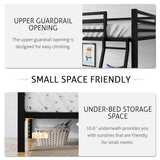 SHA CERLIN Industrial Twin Over Twin Metal Bunk Bed with Inclined Ladder & Guardrails, Black SHA CERLIN
