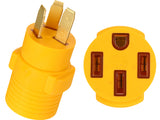 Kanayu 3 Prong Stove Adapter Compatible with NEMA 10-50P to 14-50R Adapter 3 Prong Male Plug to 4 Female Receptacle 50Amp EV Charger Generator Welder Dryer Power Cord Connector(Yellow) Kanayu