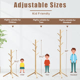 Haddockway Wooden Coat Rack Stand with 8 Hooks New Zealand Pine 3 Adjustable Coat Standing Tree Easy Assembly for Coats, Hats, Scarves and Handbags for Entryway, Hallway, Bedroom, Office Haddockway