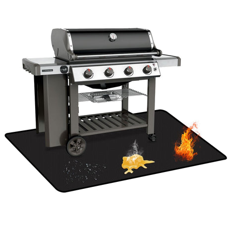 Rumlick 75 x 48 inch Under Grill Mats for Outdoor Grill, Oil and Waterproof, Double-Sided Fireproof Mat Fire Pit Mat Fireplace Mat Outdoor BBQ Mat for Protecting Deck and Lawn rumlick