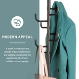 Safco Hook Head Coat Rack, Freestanding Hat and Jacket Hanger with 8 Rounded Edge Hooks, Durable Black Powder Coat Finish Safco