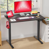 BLKMTY Electric Standing Desk Adjustable Height Computer Desk 24"x40" Home Office Desk Ergonomic Raising Desk Sit Stand Desk with Headphone Hook 20db Noiseless Lifting Desk for Adult, Black BLKMTY