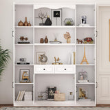 Elegant White Tall Bookcase with Glass Doors & 14 Compartments for Stylish Storage Homsee