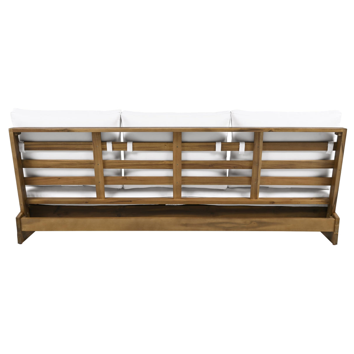 Christopher Knight Home Wicos Modern Acacia Wood Outdoor Sofa with Cushion, Wood Patio Sofa Chair Armless Design, Garden Backyard Outdoor Lounge Sofa Couch with Water-Resistant Cushion, Teak+White Christopher Knight Home