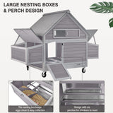 MEDEHOO Large Chicken Coop with Wheels, Expandable Chicken House for Outdoor with Two Nesting Box, Leakproof Pull-on Tray and UV-Resistant Roof Panel MEDEHOO