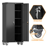 SUXXAN Metal Storage Cabinets with Wheels, 72" Steel Lockable Storage Cabinet with Adjustable Shelves Pegboards and Hooks for Office School Garage Warehouse Utility Room, Assembly Require, Black SUXXAN