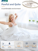 LEDIARY Low Profile Ceiling Fans with Lights, Flush Mount Modern Ceiling Fan and Remote Control, 19.7" LED Ceiling Fans, Stepless Dimmable 3 Colors and 6 Speeds - White LEDIARY