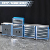 LARBANKE 8-Drawer Rolling Tool Chest with Wheels and Door,Tool Box with Sliding Drawer,Stainless Steel Countertop Tool Chest,Tool Chest can Form Large Workbench,Tool Chest for Garage Workship LARBANKE