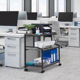 Lauren&Harold 3-Tier Printer Stand with Storage Printer Table with Charging Station and USB Ports, Rolling Printer Cart with Adjustable Shelf, Large Printer Stand with Wheels for Home Office Lauren Harold