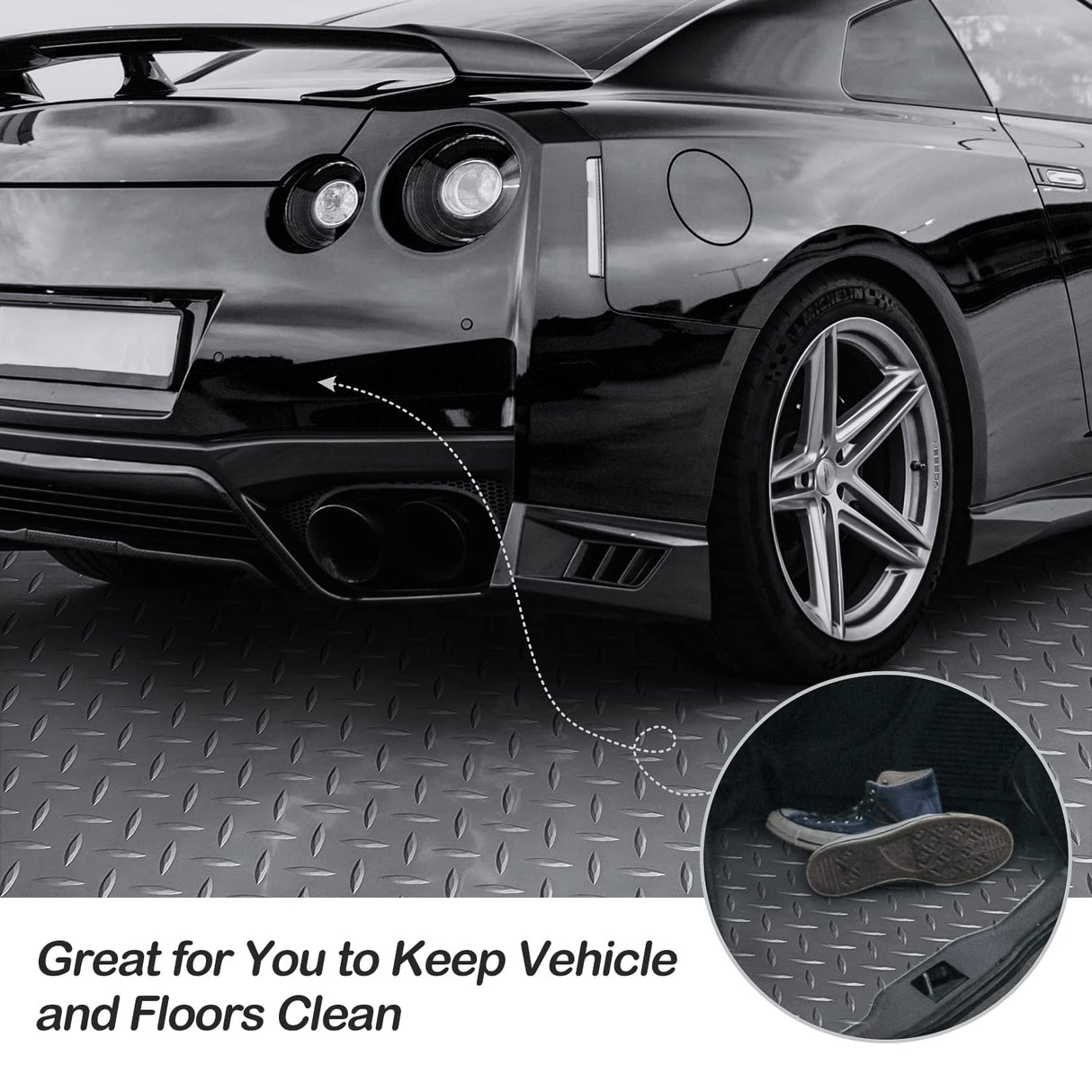 foriy Garage Floor Oxford Mats, 4x8.2ft Diamond Plate Garage Flooring Rolls, Car Parking Mats with Embossed Diamond Plate Pattern, Gray Floor Protector Mat for Garage Floor Under Car Trailer Truck foriy