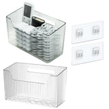 Set Of 2 Storage Organizer Bins Wall Mounted Organizer Basket, Shower Caddy Stackable Clear Plastic Makeup Organizer Adhesive Hanging Bin for Bathroom, Kitchen, Cabinet, Pantry, BPA Free, Large, Clear Lae Nuvole