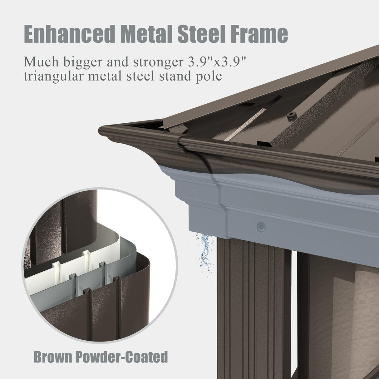 Domi 10x14 FT Outdoor Gazebo, Hardtop Gazebo with Galvanized Steel Double Roof, Metal Gazebos with Drainage System Patio Pergola for Patio Deck Backyard,Curtain and Netting, Brown domi outdoor living