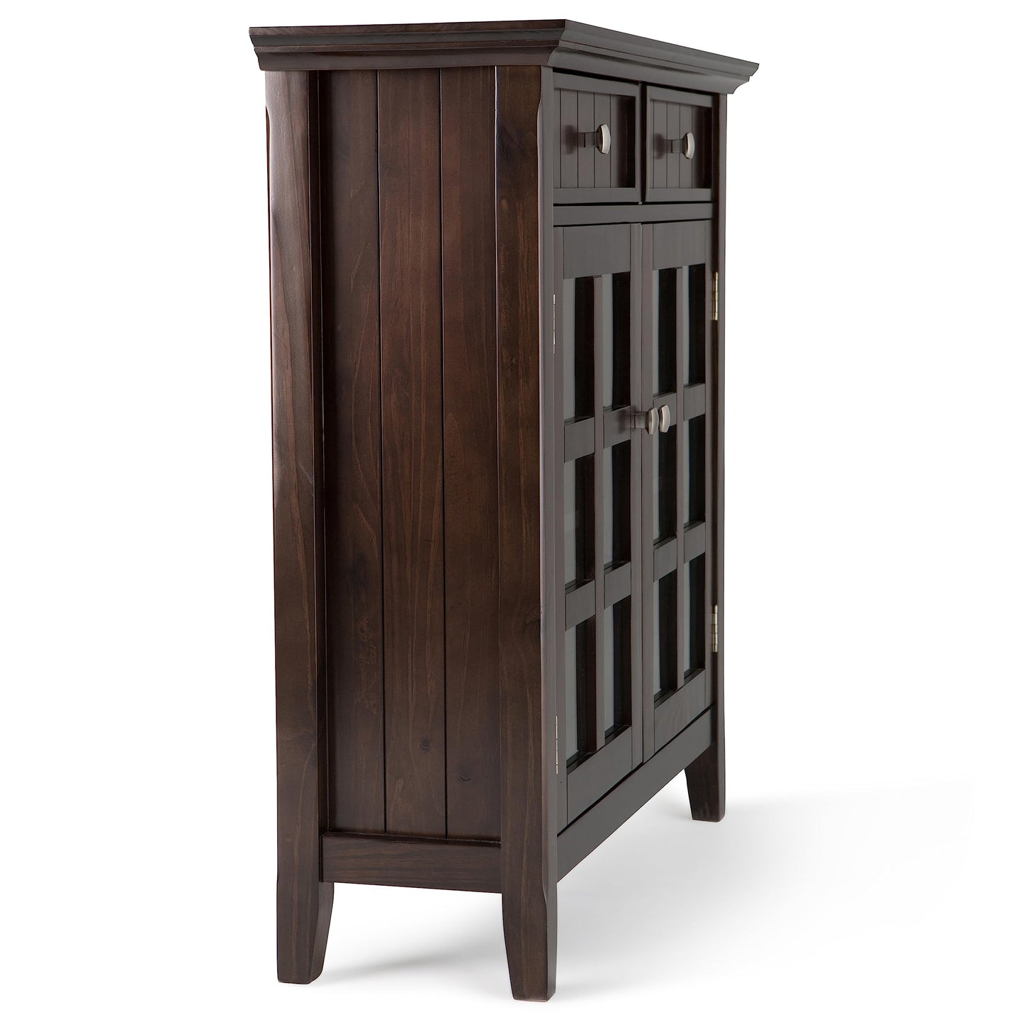 SIMPLIHOME Acadian SOLID WOOD 36 inch Wide Rustic Entryway Hallway Storage Cabinet in Brunette Brown, with 2 Drawers, 2 Doors and 2 Adjustable Shelves