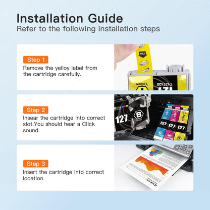 E-Z Ink Remanufactured Ink Cartridges Replacement for Epson 127 T127 to use with NX530 625 WF-3520 WF-3530 WF-3540 WF-7010 WF-7510 7520 545 645 (4 Large Black, 2 Cyan, 2 Magenta, 2 Yellow) 10Pack