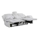 Lexicon Manual Double Reclining Loveseat with Center Console, Corduroy Manual Wall Hugger Recliner Couch, Pillow Top Arms, Cup Holders, Hidden Storage, Cozy Loveseat for Living Room, Gray Lexicon