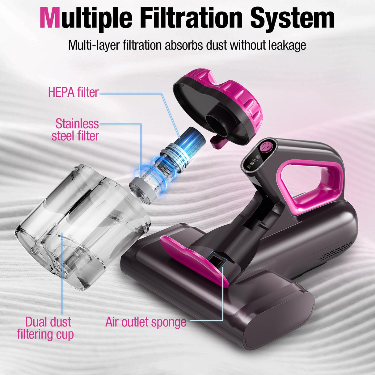 BYHUME Mattress Vacuum Cleaner, 17Kpa 650W Bed Vacuum Cleaner, 273nm UV-C Light & Ultrasonic 145°F Heating, 80000 RPM/Min Brushroll Rotation, Wide Suction Port for Pillows Cribs Sofa, Black Corded BYHUME