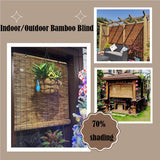 Outdoor Bamboo Shades for Patio, Bamboo Window Blind Roll Up Waterproof Woven Reed Roller Shades Natural Blackout Curtains Cordless With Lifter, 24" 32" 36" 48" 55" 62" 76" Width(66"W x 48"H) KAKVSRBPER