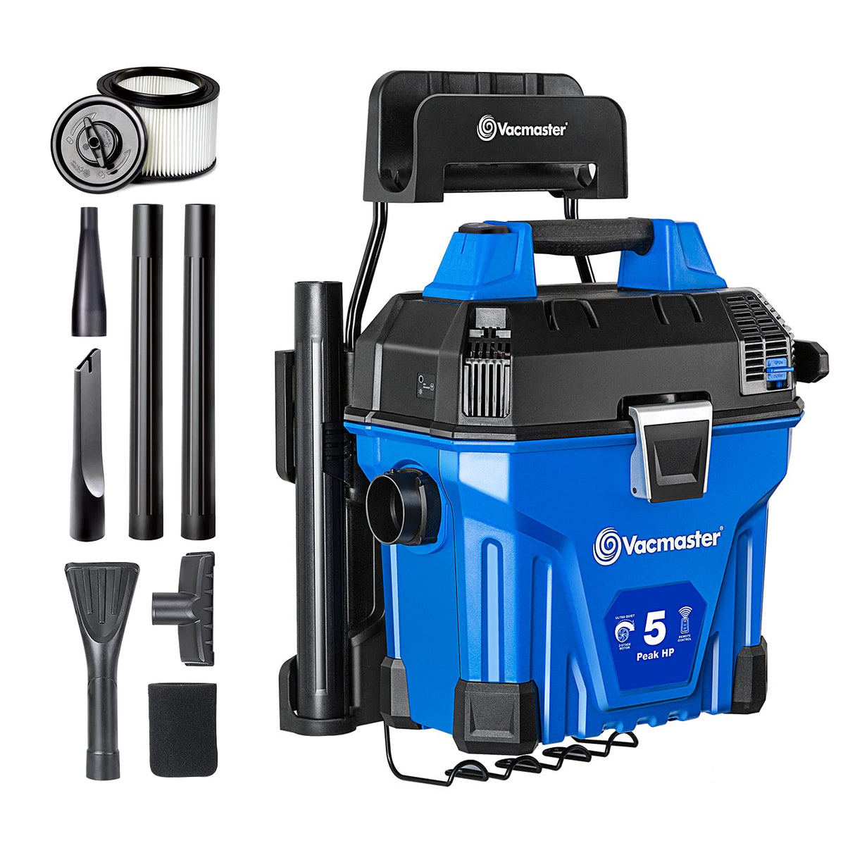 Vacmaster VWMB508 0101 5 Gallon Wall-Mount Wet/Dry Vacuum with Remote Control Operation Vacmaster