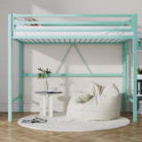 SHA CERLIN Loft Bed Twin Size with Ladder and Guardrail,Heavy Duty Metal Slats Support No Box Spring Needed Small Space Saving Furniture for Bedroom Dorm,Aqua Blue SHA CERLIN