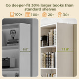 IRONCK 78.7" Bookcase with 6 Drawers, 6 Tier Large Bookshelf with 2 Doors, Large Bookcase with Adjustable Shelves, Tall Storage Cabinet for Home Office, Living Room, White IRONCK