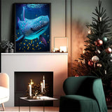 DIY 5D Diamond Painting Kits for Adults Fierce Whale Shark Full Round Drill Diamond Painting Kits, Full Drill Art Perfect for Relaxation and Home Wall Decor 12x16 inch PUAGEMTI