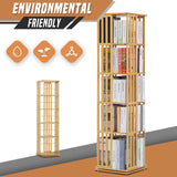 SFIHOME Bamboo Rotating Bookcase 5-Tierd Rotating Bookshelf Tower for Storage, Revolving Floor Standing Book Shelves 360 Degree Spinning Bookshelf for Living Room, Bedroom, Office and Library SFIHOME
