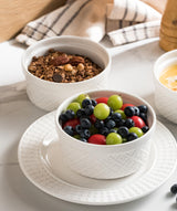 Ramekins for Creme Brulee, 9 ounces Set of 4 Lava Cake, Pudding, Souffle, Small Sauce Bowl, Ceramic Baking Dishes Farmhouse Decor Arctic White MISSYSSIM